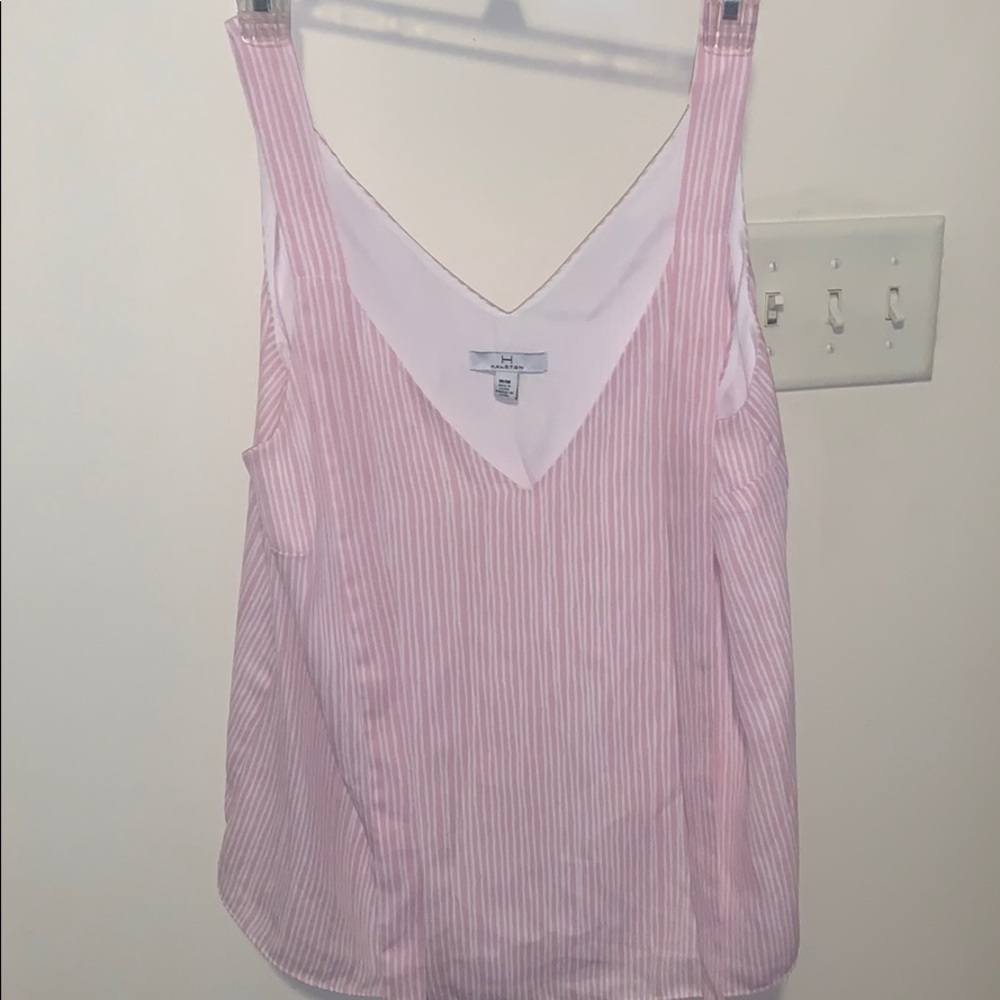 Pink striped tank top with straps